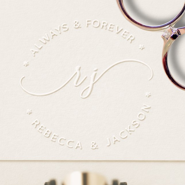 Minimal script initials Couple Names Wedding Embosser (Creator Uploaded)