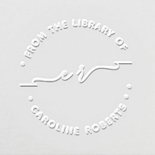 Minimal script initials from the library of book embosser