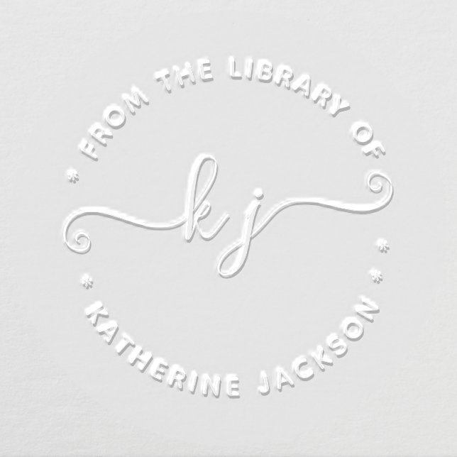 Minimal script initials from the library of book embosser (Design)