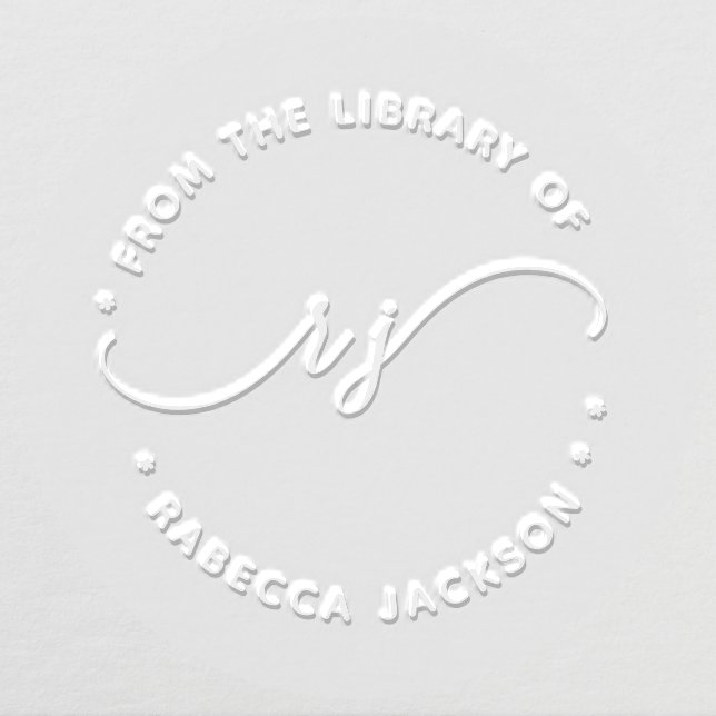 Minimal script initials from the library of book embosser (Design)