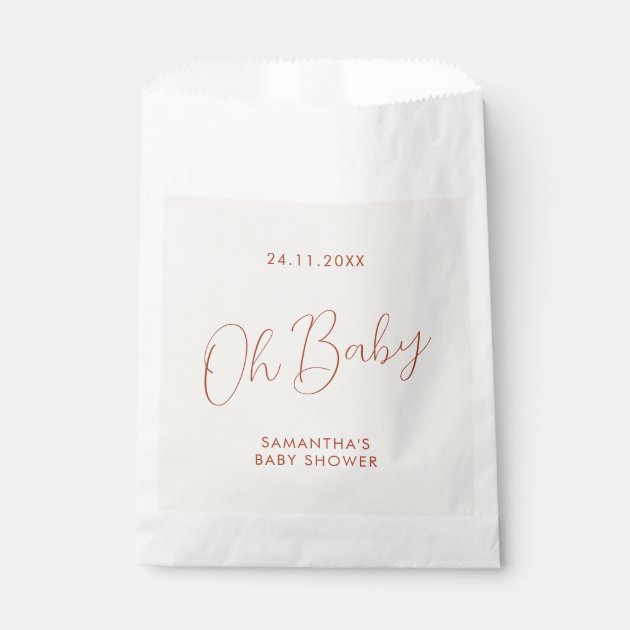 Minimal Script ivory Signature Baby Shower Favor Bag