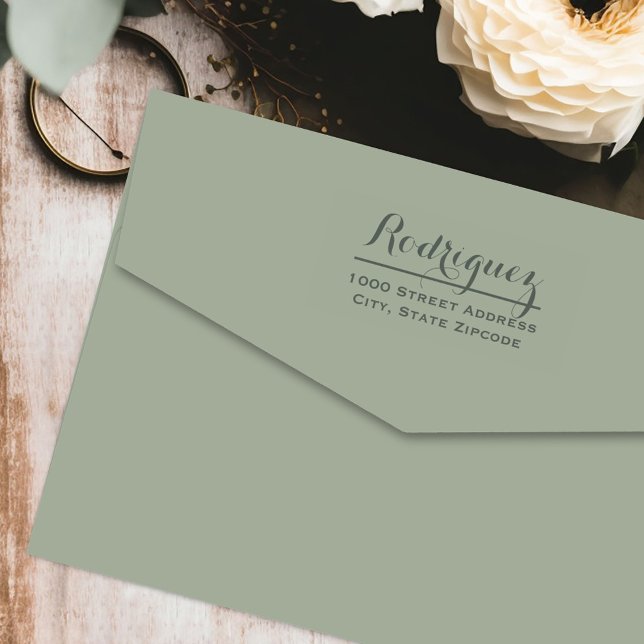 Minimal Script Last Name Return Address Self-inking Stamp (Creator Uploaded)