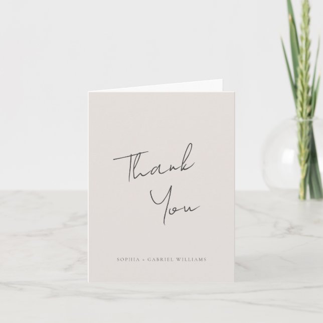 Minimal Script Letterpress Thank You Card (Front)