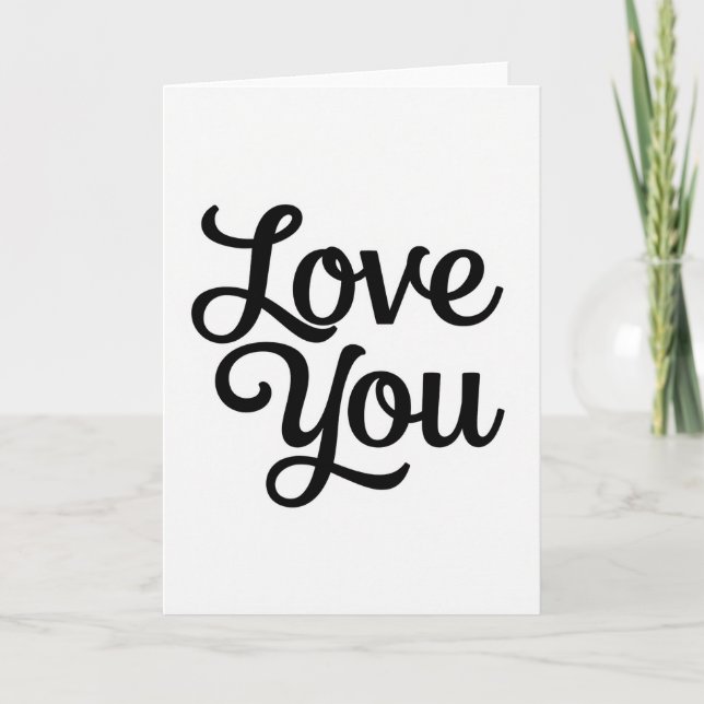 Minimal Script Love You Card (Front)