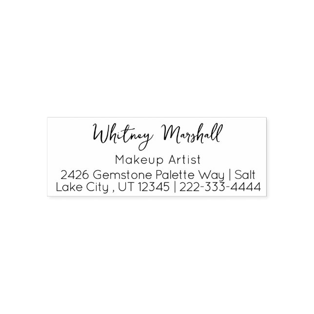 Minimal Script Makeup Studio Address Self-inking Stamp (Design)