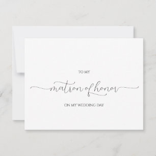 Minimal Script Matron of Honor Thank You Card