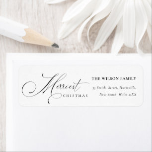 Minimal Script Merriest Christmas Greeting Address Label