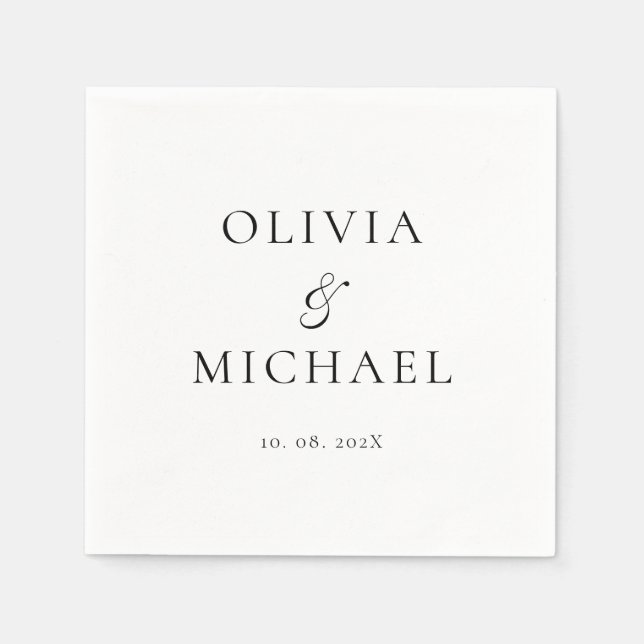 Minimal Script Minimalist Wedding Napkins (Front)