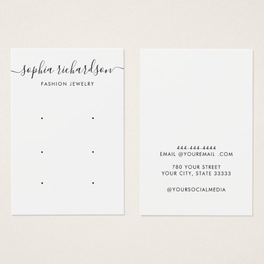 Minimal Script modern 3 Earring Display card (Front & Back)