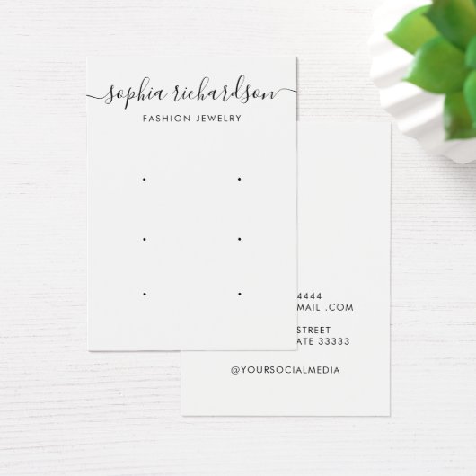 Minimal Script modern 3 Earring Display card (Desk)