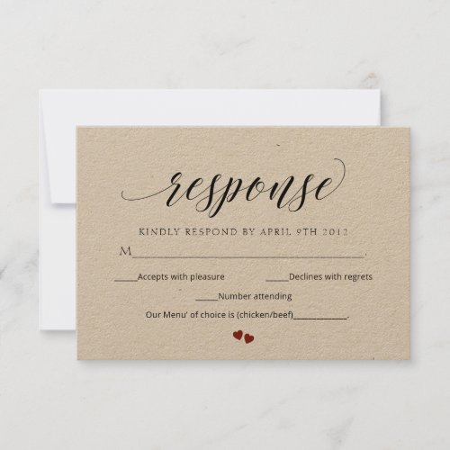 Minimal Script Modern RSVP Wedding Response Card