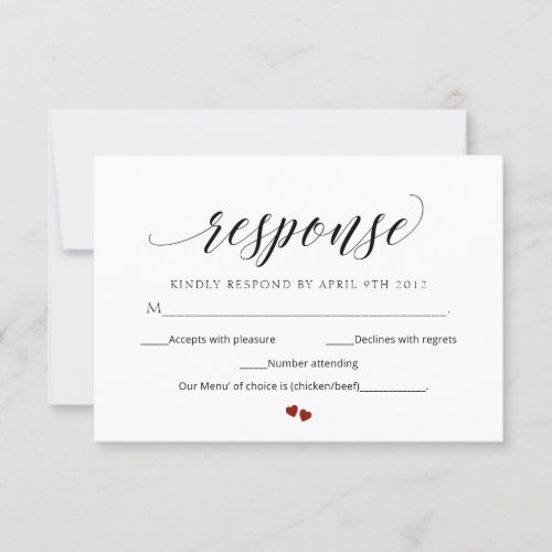 Minimal Script Modern RSVP Wedding Response Card