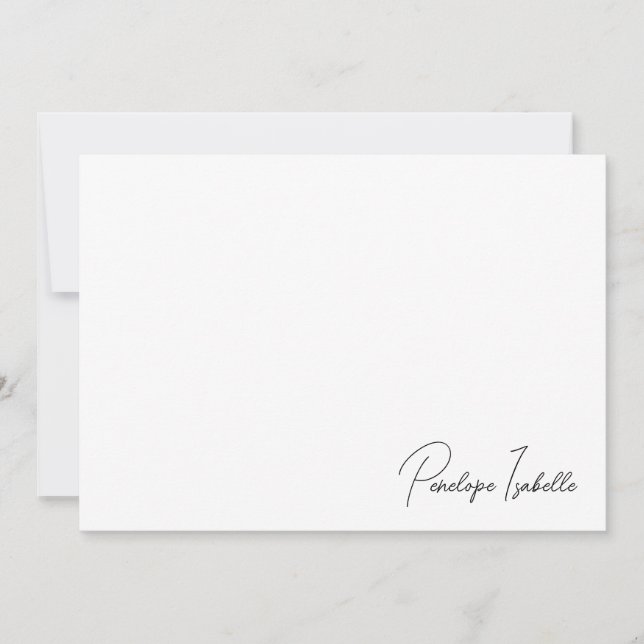 Minimal Script Monogram  Note Card (Front)