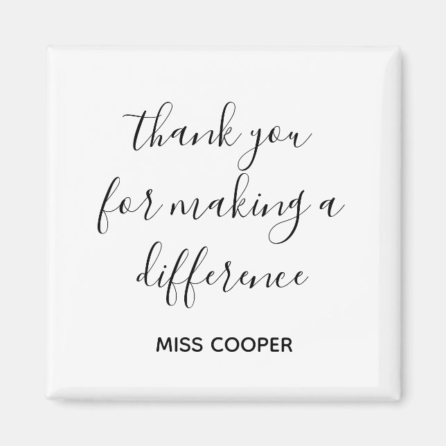 Minimal Script Monogram Teacher Thank You  Magnet (Front)