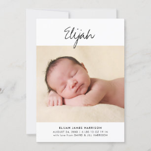 Minimal Script Name Photo Birth Announcement
