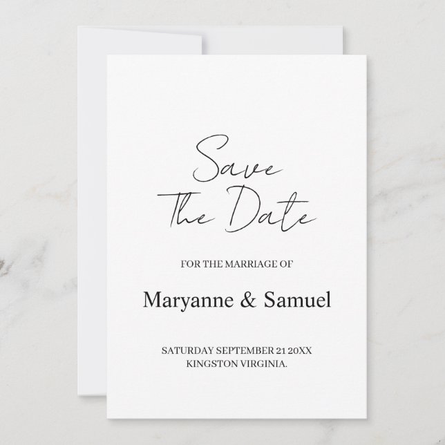 Minimal Script Photo Save the Date (Front)
