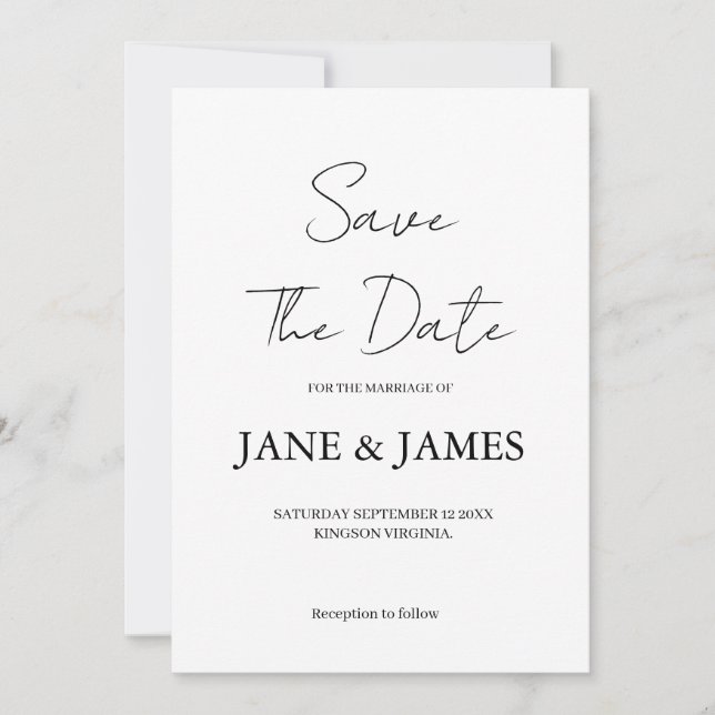 Minimal Script Photo Save the Date (Front)