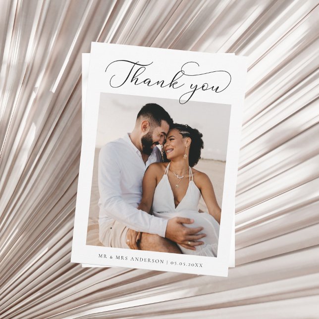 Minimal Script Photo Wedding Thank You Card (Creator Uploaded)