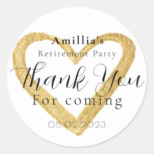 Minimal Script Retirement Party Thank You Favor Classic Round Sticker