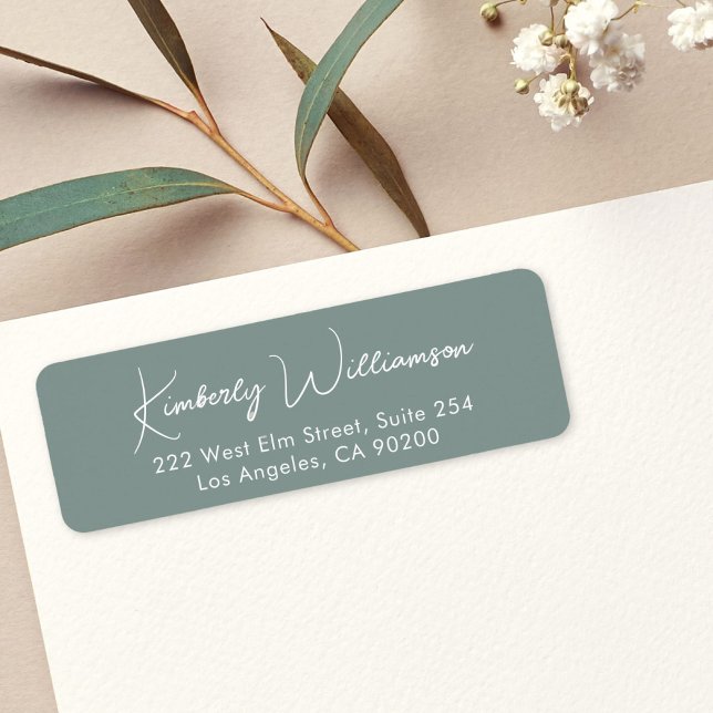 Minimal Script Sage Green Return Address Label (Creator Uploaded)
