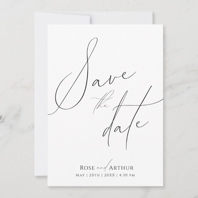  Minimal Script Save The Date Invitation (Front)