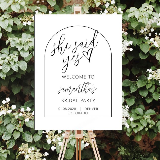Minimal Script She Said Yes Bridal Shower Sign (Creator Uploaded)