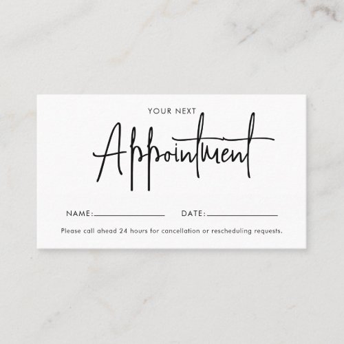 Minimal Script Signature Appointment Card