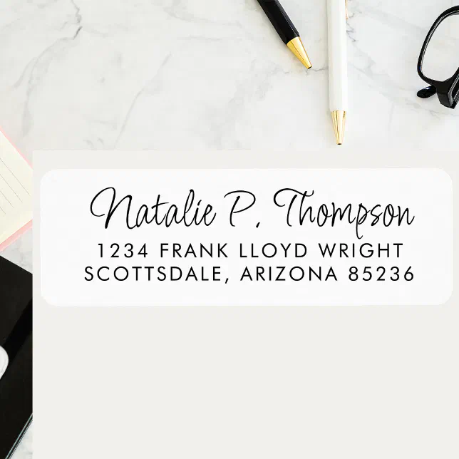 Minimal Script Simple Clean Script Return Address Label | Zazzle