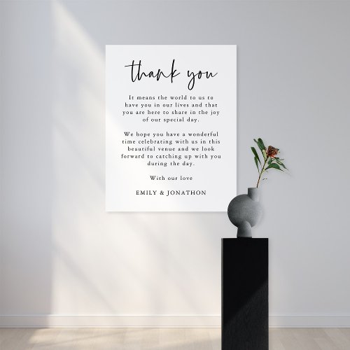Minimal Script Thank You Letter to Wedding Guests Poster