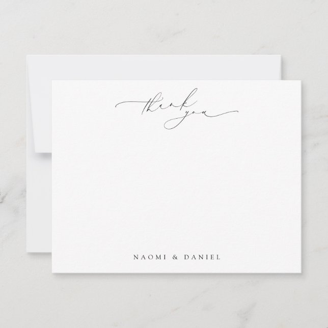 Minimal Script Thank You Personalized Stationery Note Card (Front)