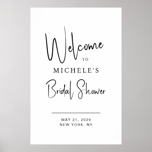 Minimal Script Typography Bridal Shower Welcome Poster