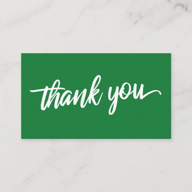 Minimal Script Typography Bright Green Thank You Enclosure Card (Front)