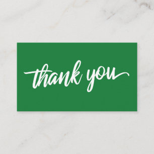 Minimal Script Typography Bright Green Thank You Enclosure Card