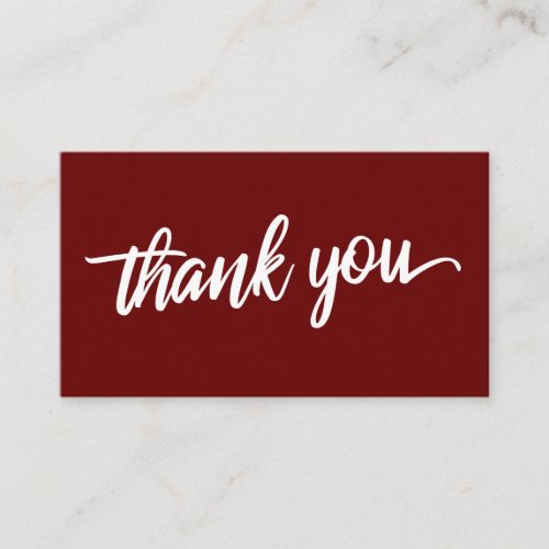 Minimal Script Typography Burgundy Red Thank You Enclosure Card