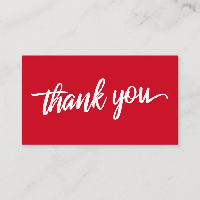 Minimal Script Typography Cherry Red Thank You Enclosure Card (Front)