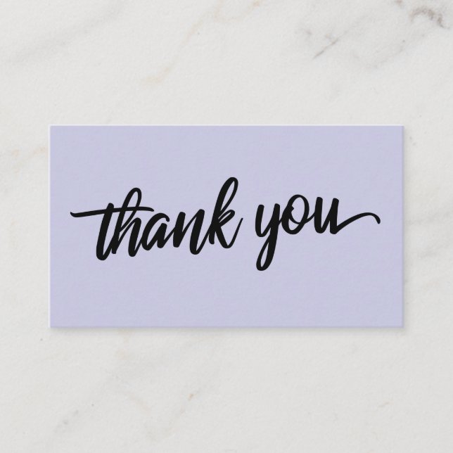 Minimal Script Typography Lavender Thank You Enclosure Card (Front)