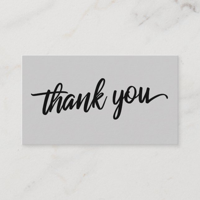 Minimal Script Typography Light Gray Thank You Enclosure Card (Front)