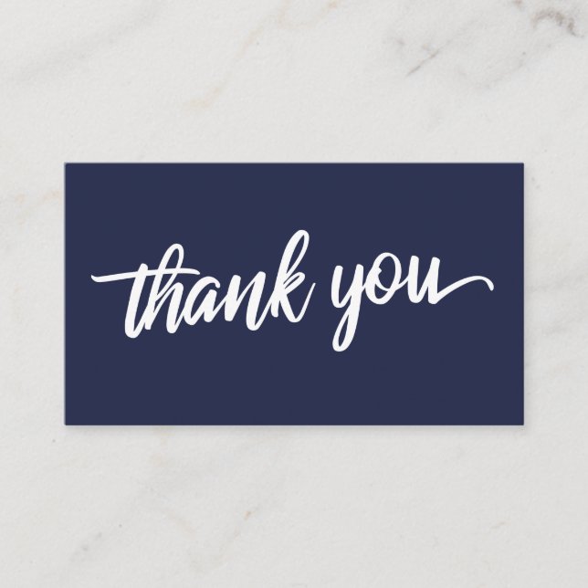 Minimal Script Typography Navy Blue Thank You Enclosure Card (Front)