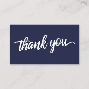 Minimal Script Typography Navy Blue Thank You Enclosure Card