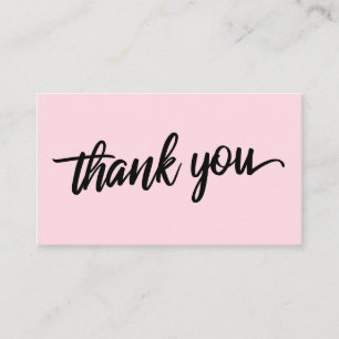 Minimal Script Typography Pastel Pink Thank You Enclosure Card