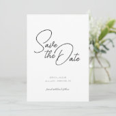 Minimal Script Typography Photo Save The Date Invitation (Standing Front)