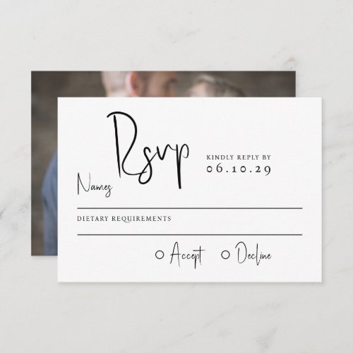 Minimal Script Typography Photo Wedding RSVP Card