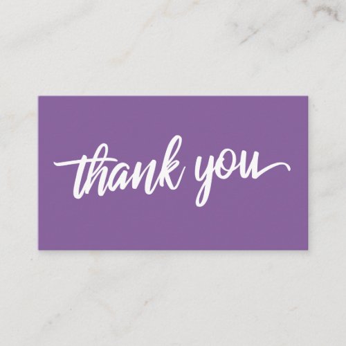 Minimal Script Typography Purple Thank You Enclosure Card