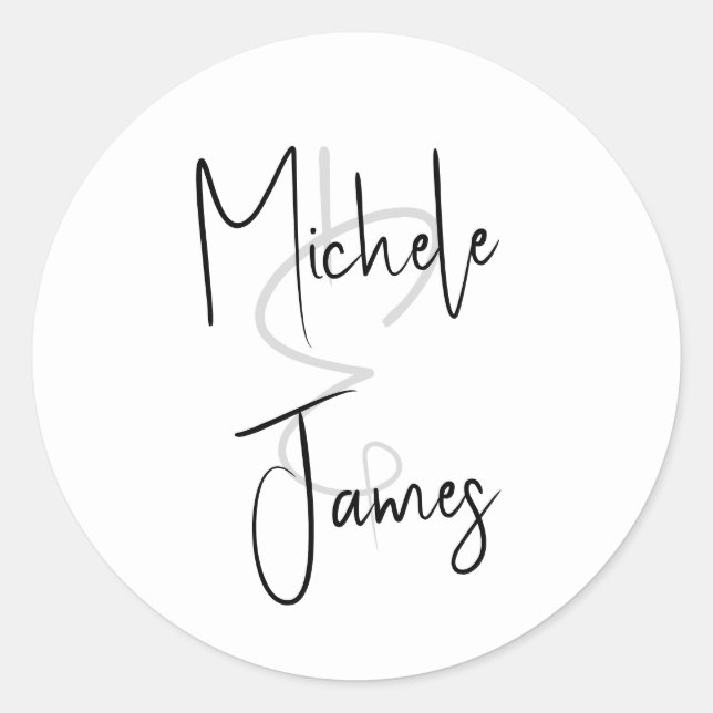 Minimal Script Typography Wedding Classic Round Sticker (Front)