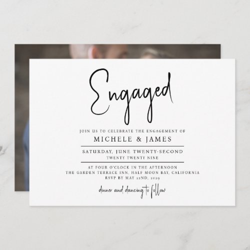 Minimal Script Typography Wedding Engagement Invitation