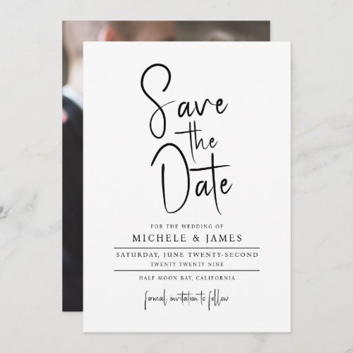 Minimal Script Typography Wedding Save the Date Invitation