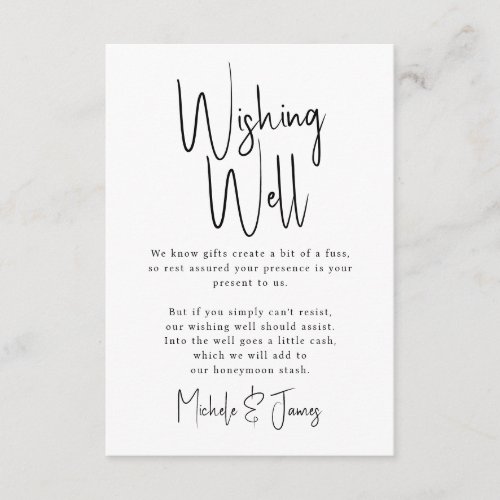 Minimal Script Typography Wedding Wishing Well Enclosure Card