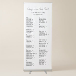 Minimal Script Wedding Alphabetic Seating Chart Retractable Banner