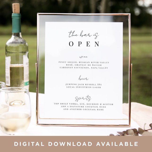 Minimal Script Wedding Bar Menu Sign (Creator Uploaded)