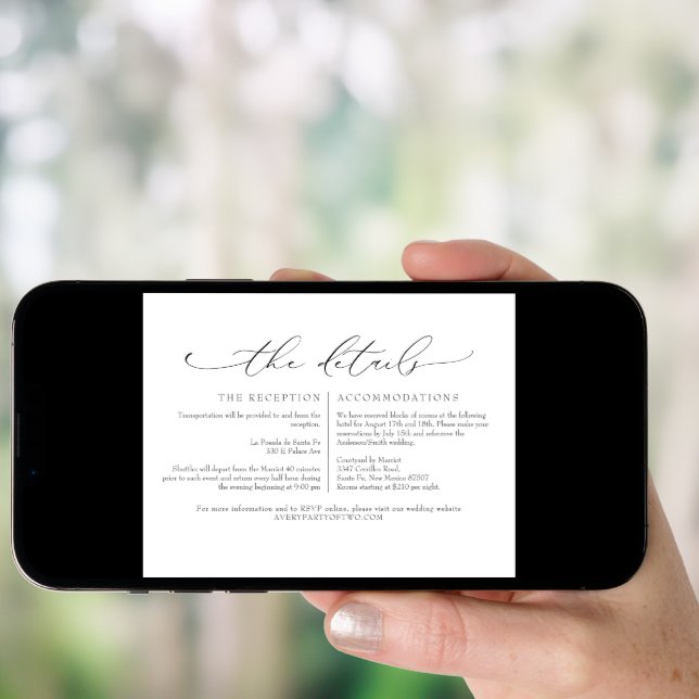 Minimal Script Wedding Details Enclosure Invitation (Front Digital)
